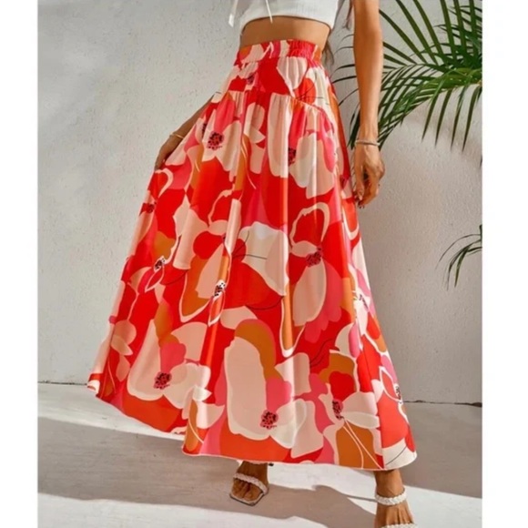 Bohemian Floral Tropical Print Maxi Skirt - Picture 11 of 12